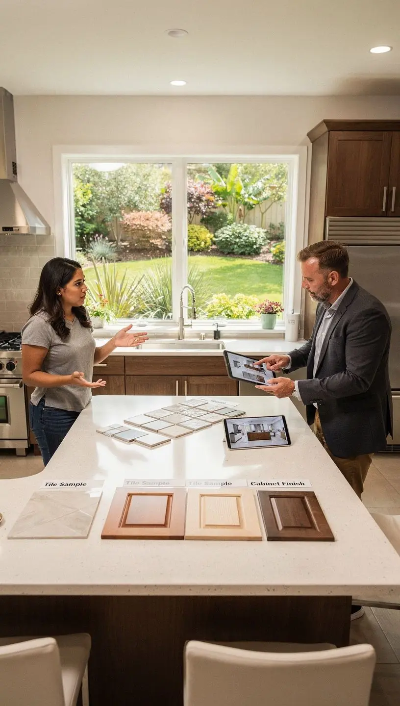 Łazienka z eleganckimi kafelkami, wanną i nowoczesną armaturą.